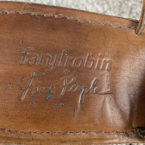 Free People X faryl robin Sandals Womens Size 10 Brown Leather Strappy Toe Loop - Picture 10 of 11